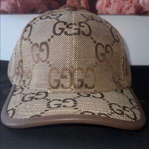 Gucci Brown Beige Monogram Baseball Cap
